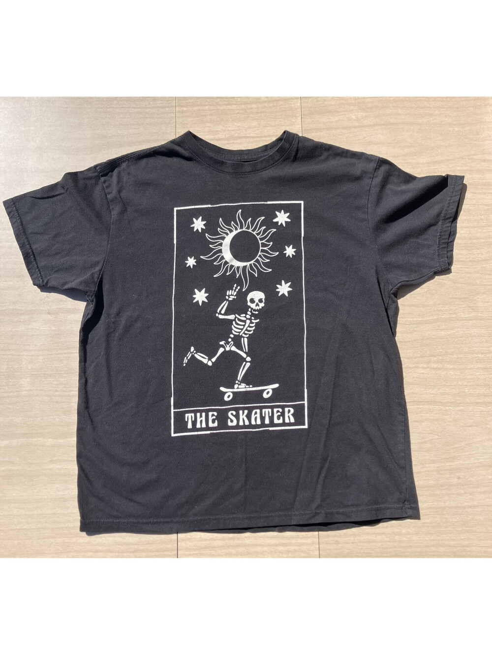 Boys Tarot Card Tee T-Shirt "The Skater" Skateboard Skeleton Short Slv Sz XXL